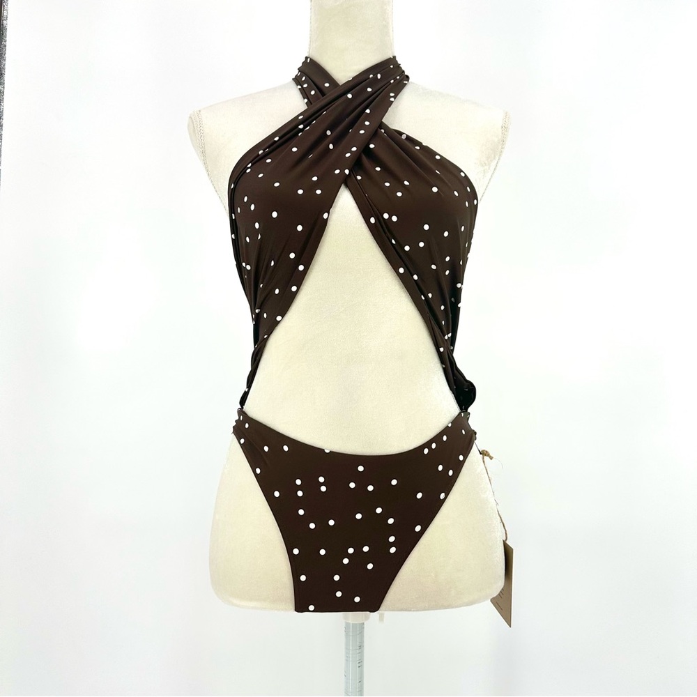 Stone Fox Swim | NWT S Small Brown Polka Dot Azalea Terra Dot One Piece …
